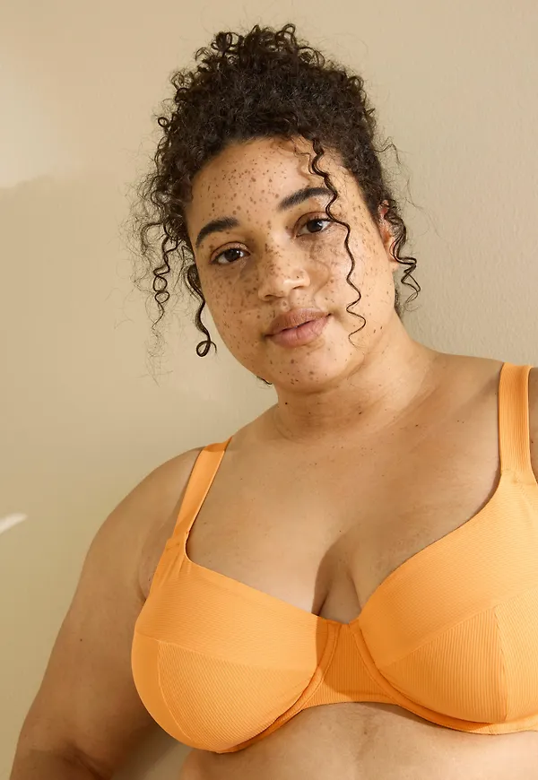 Ribbad bikini bh utan vaddering med bygel