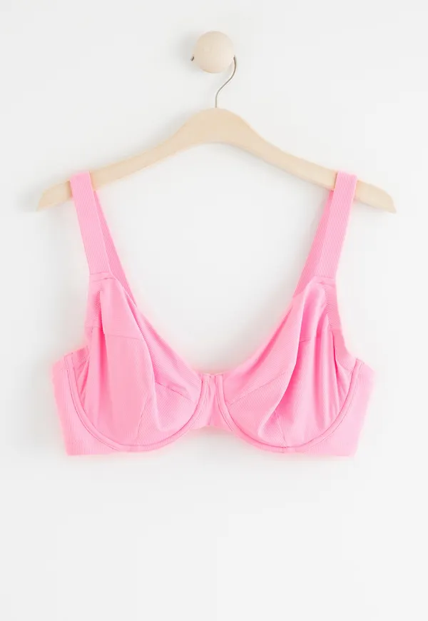 Ribbad bikini bh utan vaddering med bygel