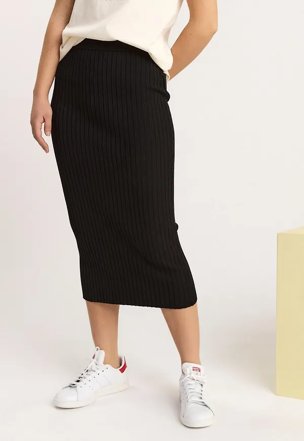 Ribbad midi kjol