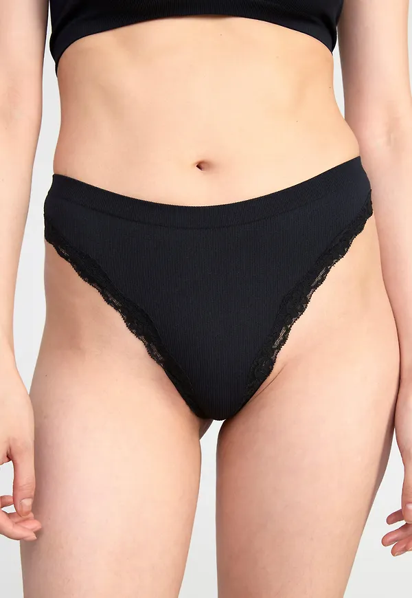 Ribbad seamless stringtrosa regular waist