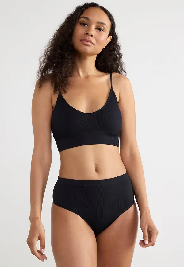 Seamless ribbad stringtrosa high waist