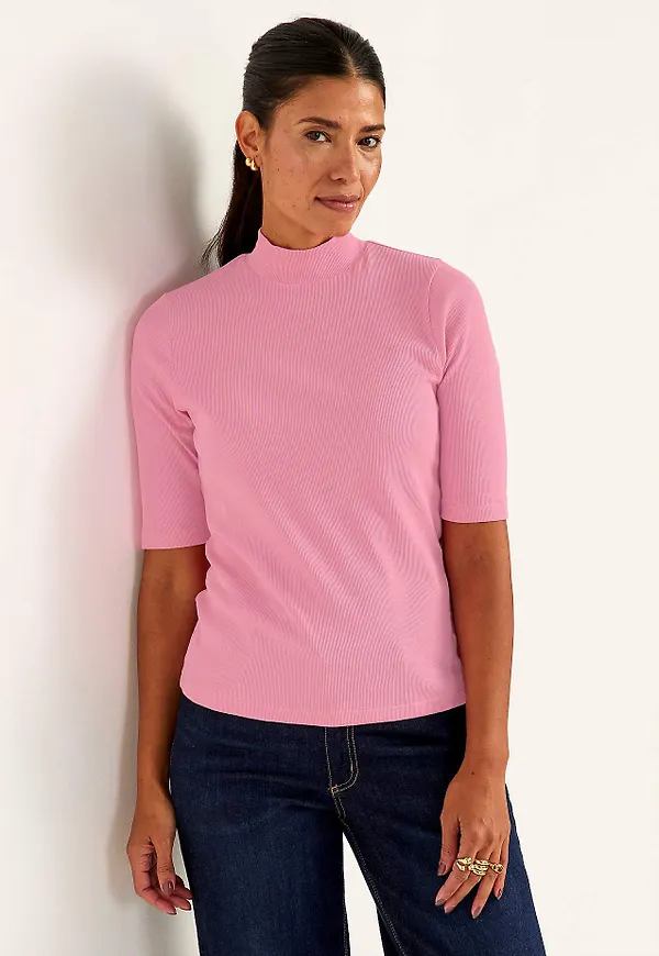 Ribbad topp med polokrage