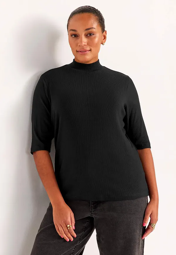 Ribbad topp med polokrage