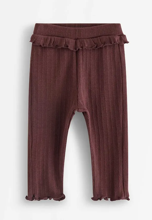 Ribbade leggings med volang