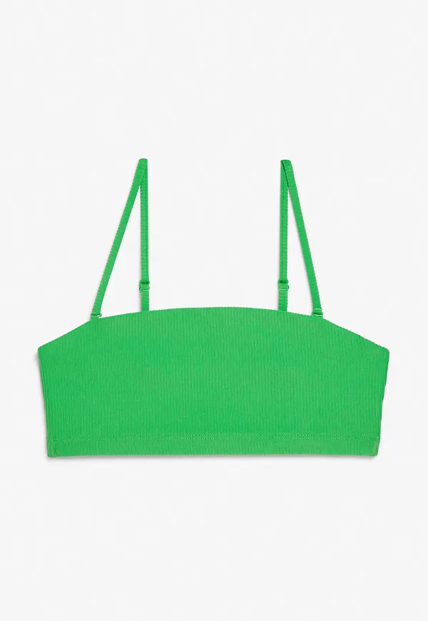 Ribbed bandeau bikini top - Green
