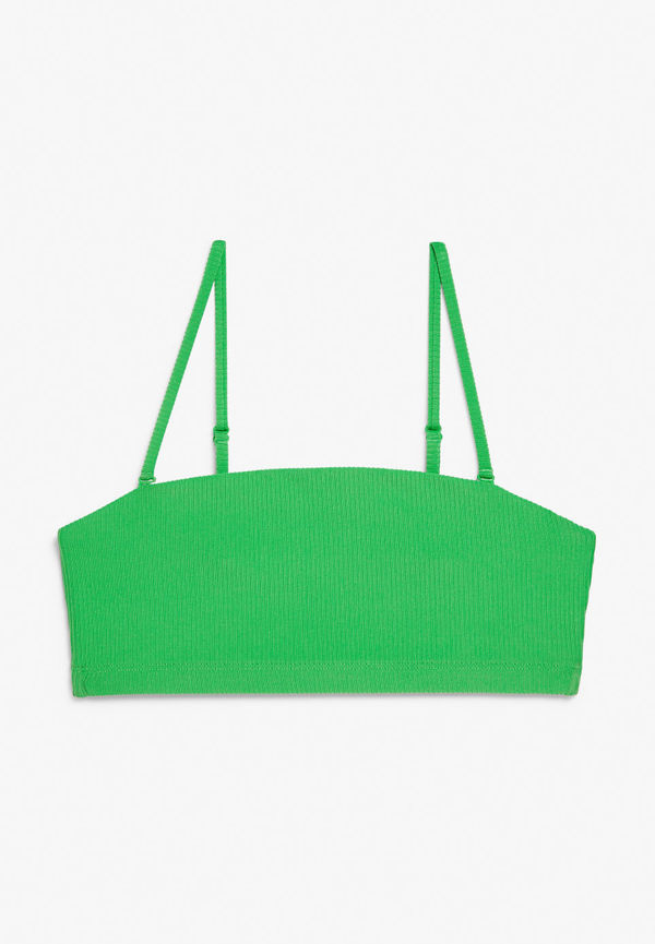 Ribbed bandeau bikini top - Green