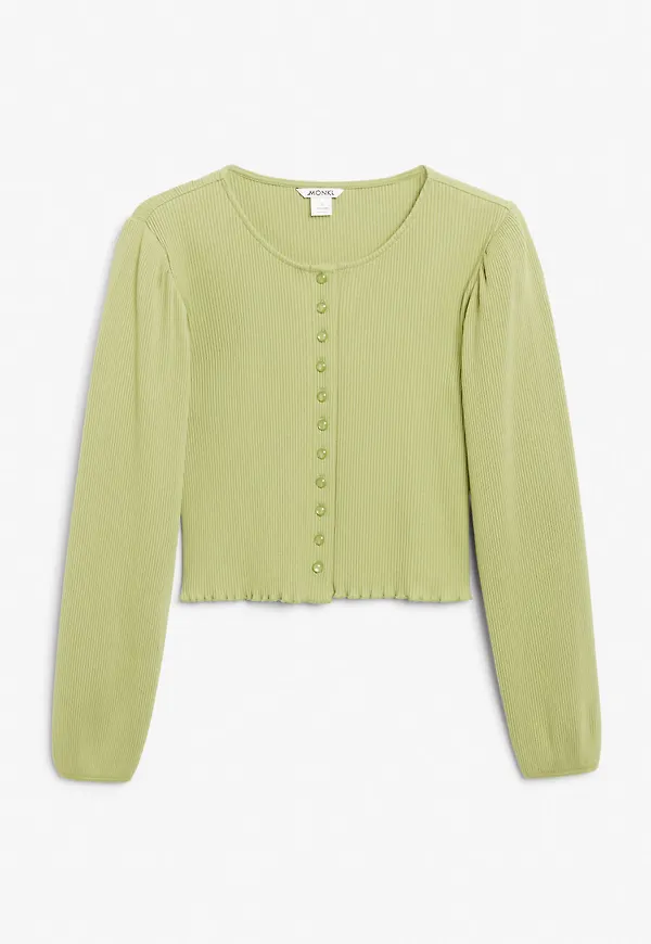 Ribbed button-up cardigan - Green