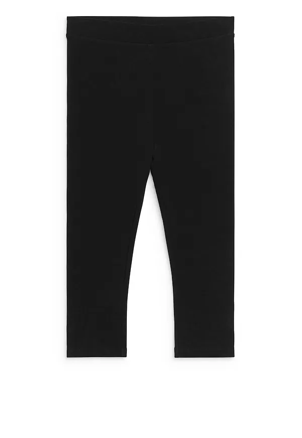 Ribbed Capri Leggings - Black