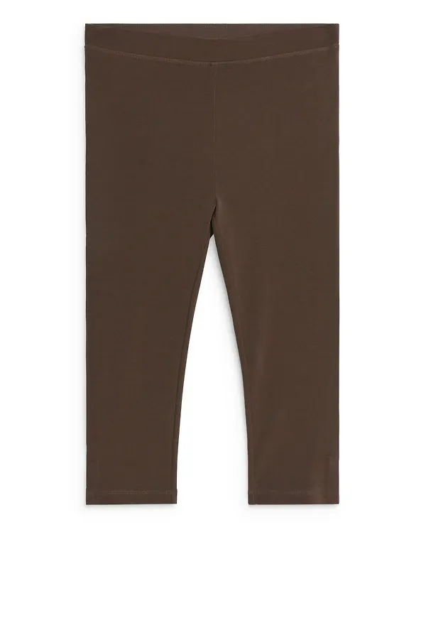 Ribbed Capri Leggings - Brown