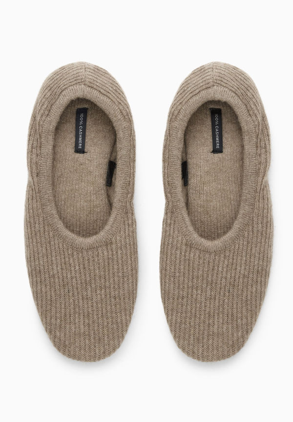 RIBBED CASHMERE SLIPPERS