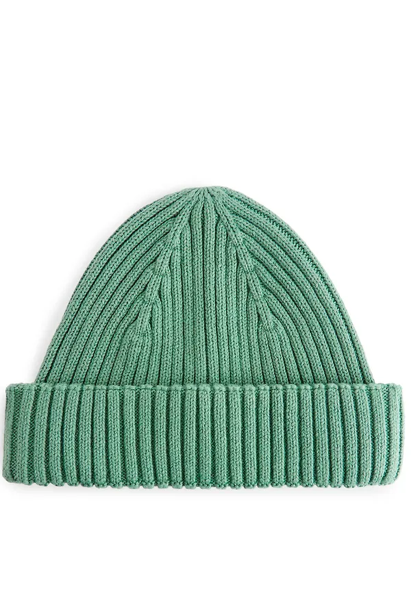 Ribbed Cotton Beanie - Green