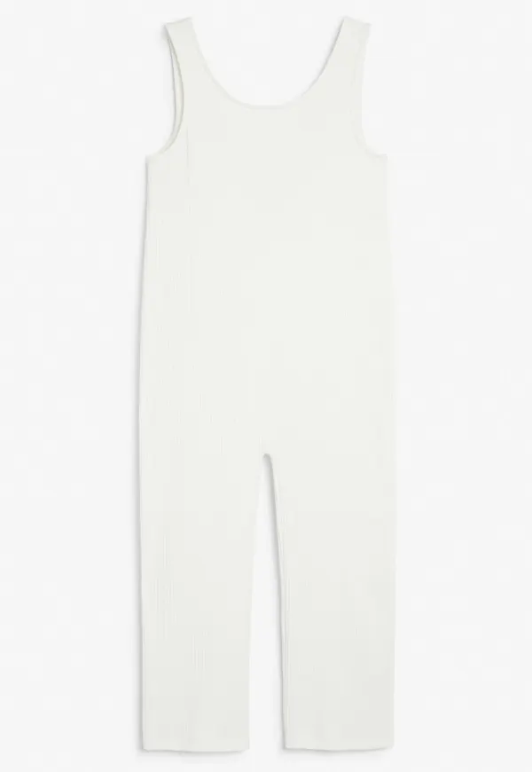 Ribbed cotton jumpsuit - White