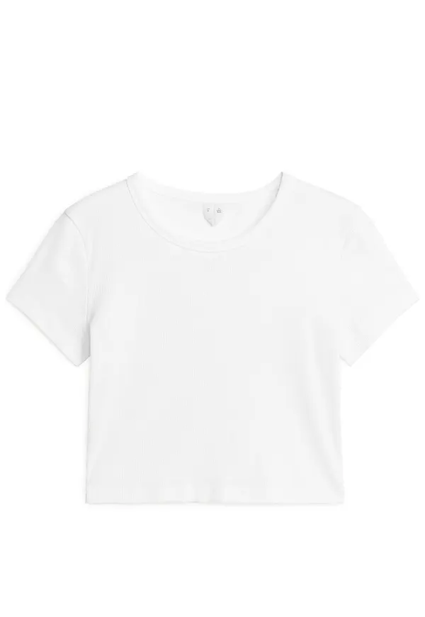 Ribbed Crop T-Shirt - White