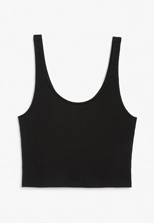 Ribbed crop top - Black