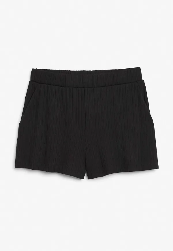 Ribbed jersey shorts - Black