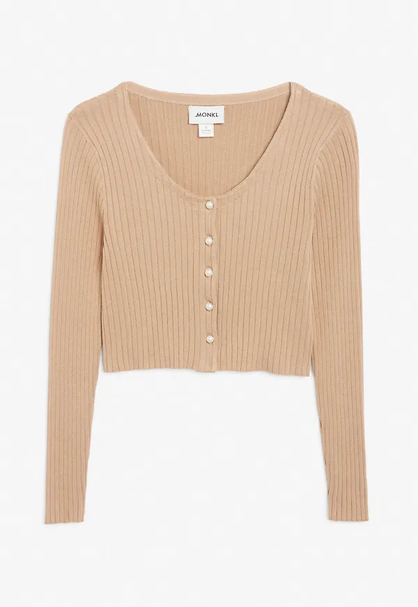 Ribbed knit cardigan - Beige