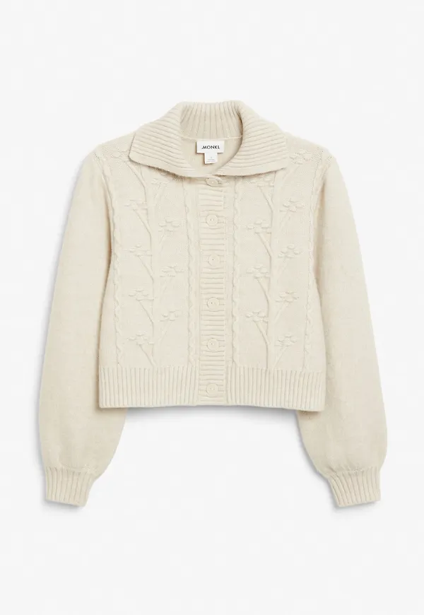 Ribbed knit cardigan - Beige