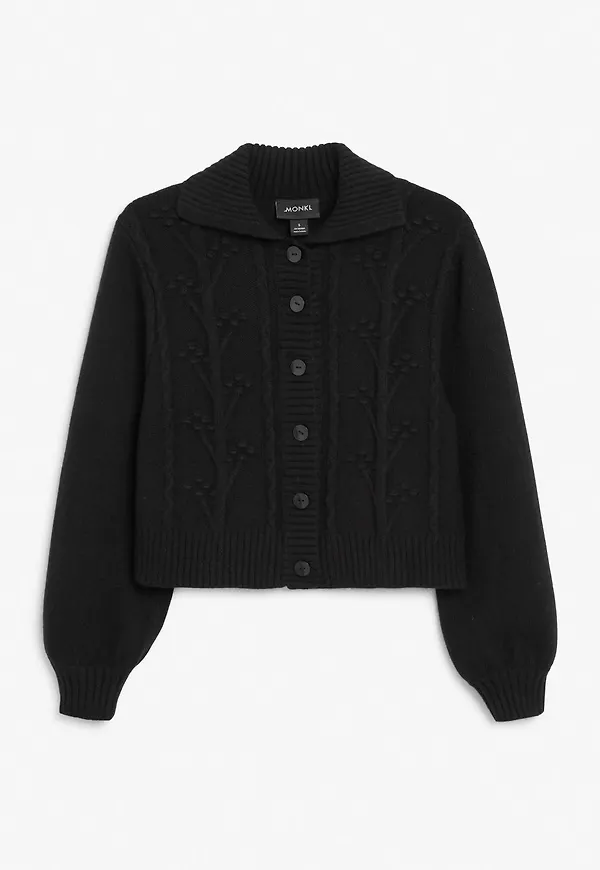 Ribbed knit cardigan - Black