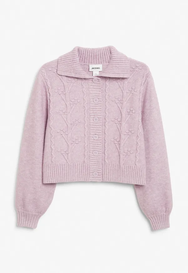 Ribbed knit cardigan - Purple