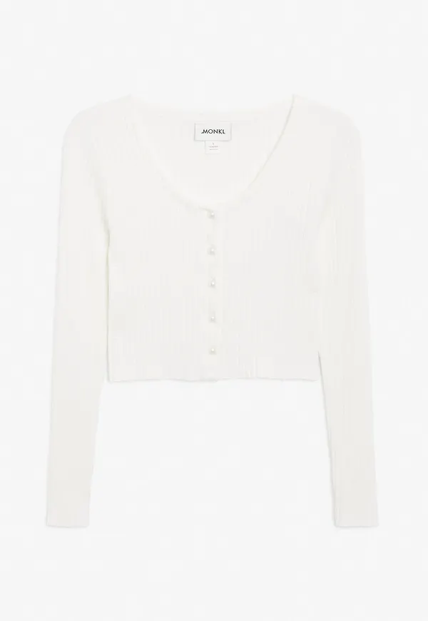 Ribbed knit cardigan - White
