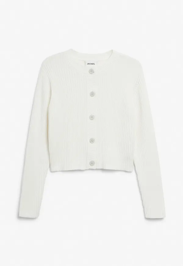 Ribbed knit cardigan - White