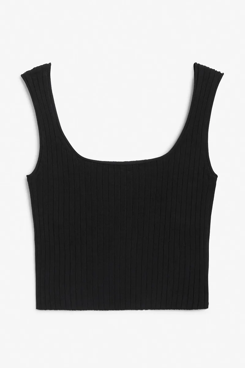 Ribbed knit crop top - Black
