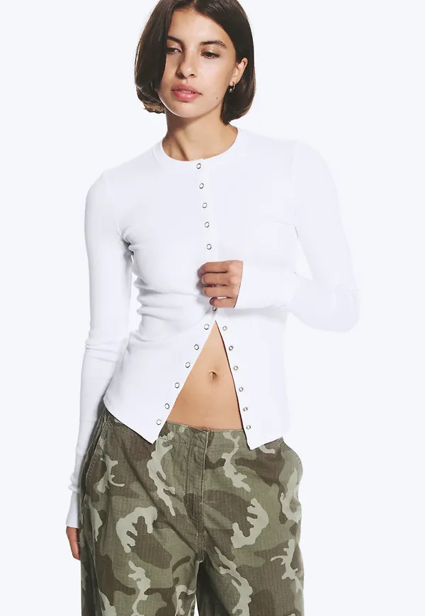 Ribbed Long-Sleeved Cardigan