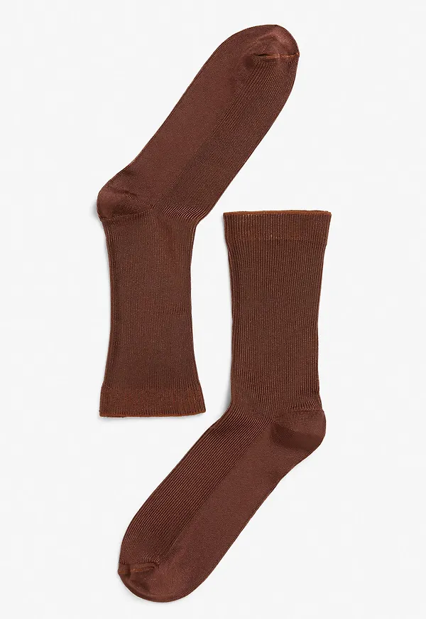 Ribbed luxe socks - Brown