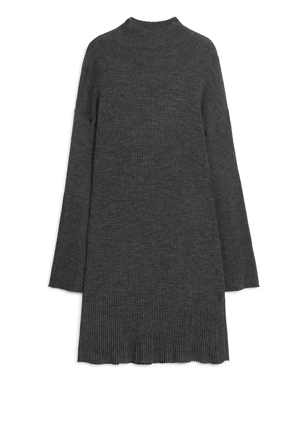 Ribbed Merino Dress - Grey