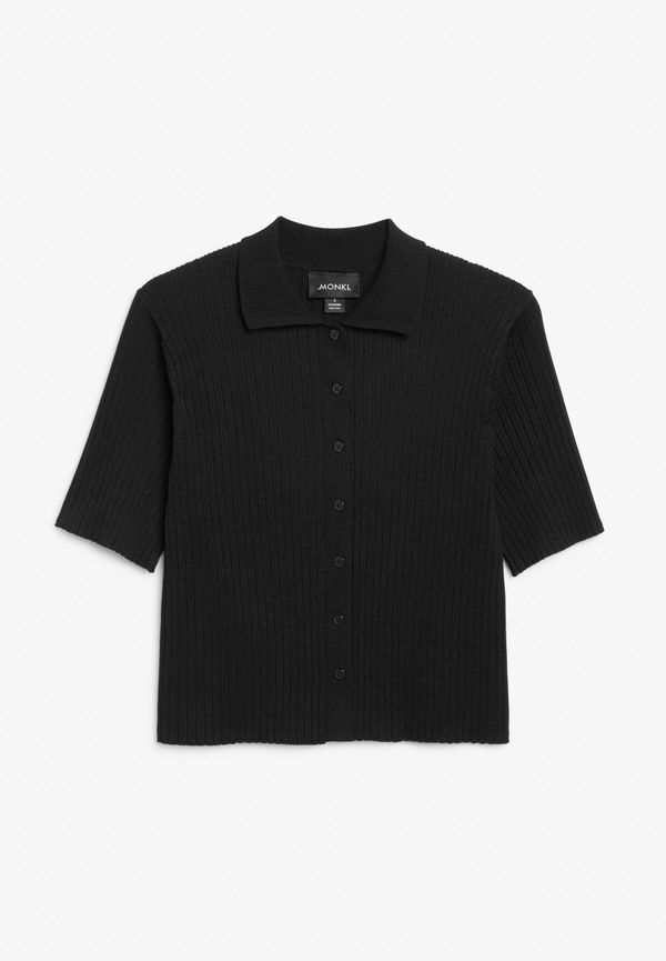 Ribbed pique shirt - Black