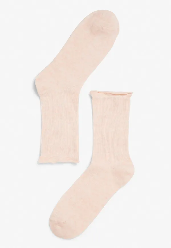 Ribbed roll-top socks - Orange