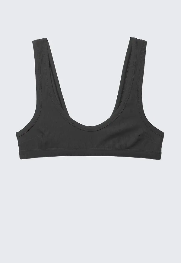 Ribbed Scoop Neck Bikini Top