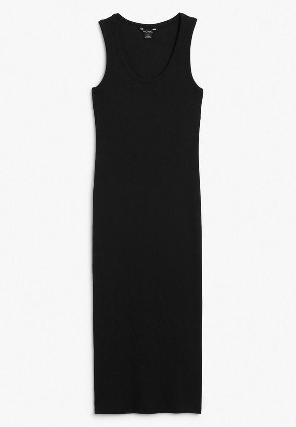 Ribbed sleeveless tight maxi dress - Black