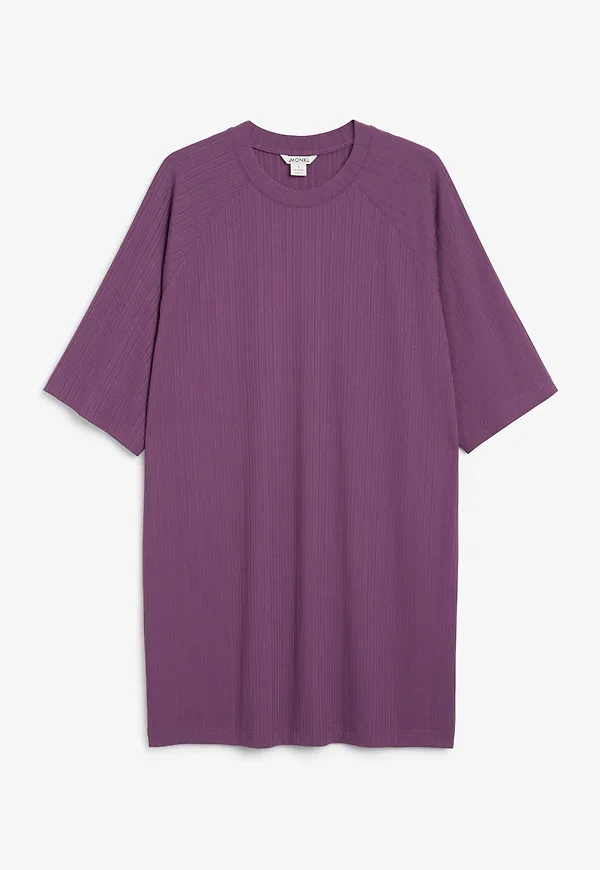 Ribbed t-shirt dress - Purple