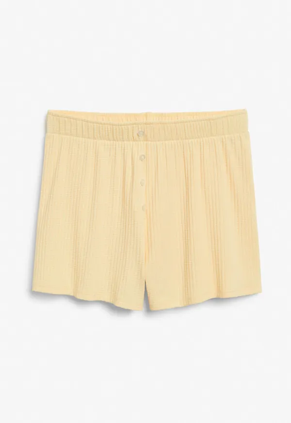 Ribbed waffle shorts - Yellow