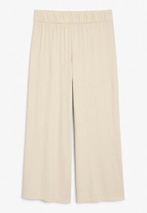 Ribbed wide leg trousers - Beige