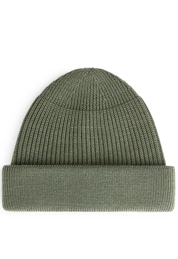 Ribbed Wool Beanie - Green