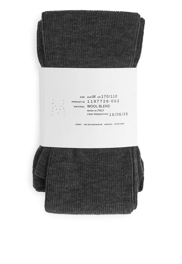 Ribbed Wool-Blend Tights - Grey