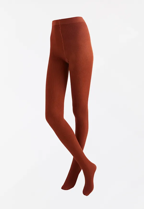 Ribbstickad strumpbyxa i lyocell