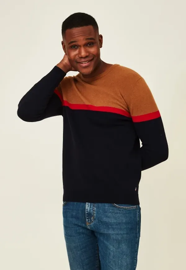 Ricardo Striped Lambswool Crew Neck Sweater