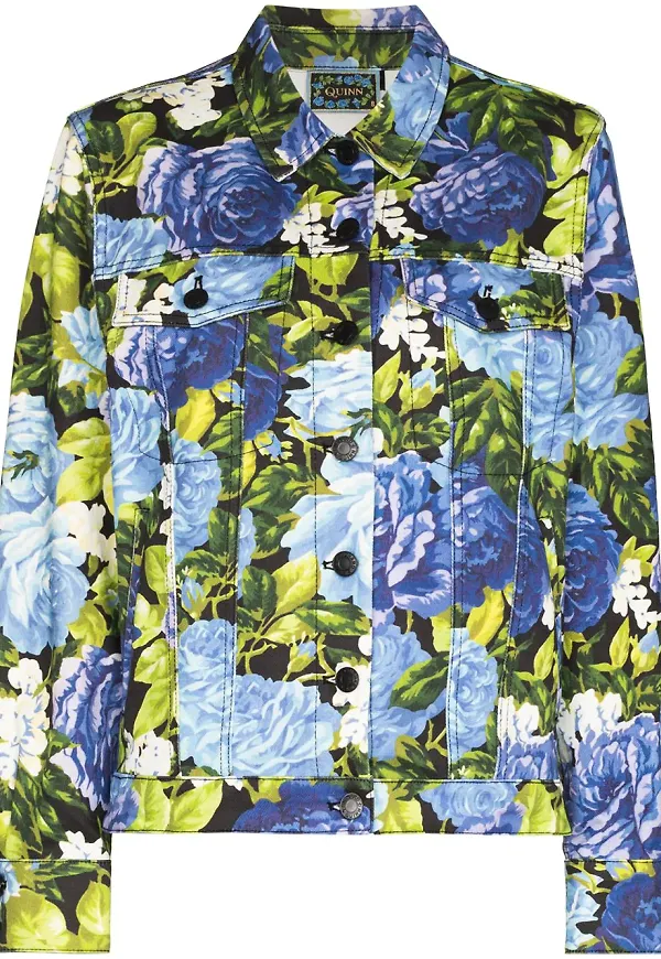 Richard Quinn Roxy blommig jeansjacka - Blå