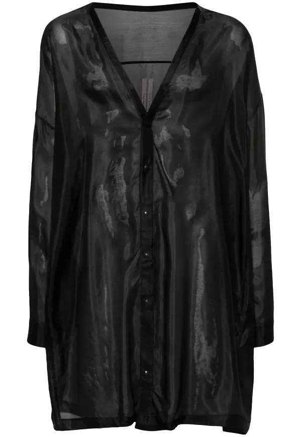 Rick Owens Lido Larry sidenskjorta - Svart