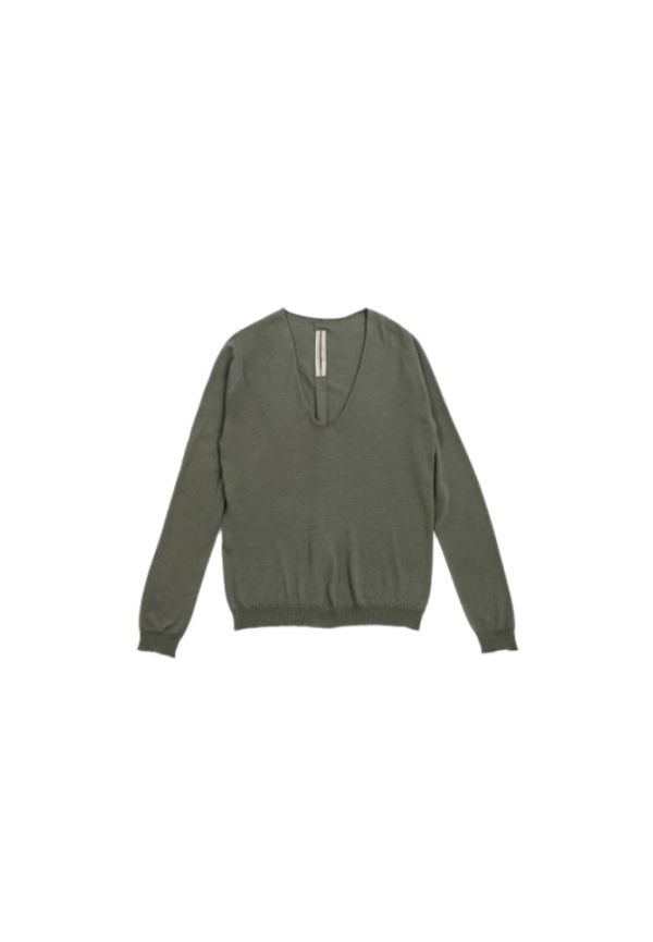 Rick Owens Moss wool V-neck knit - Colour: Vert Grön, Dam