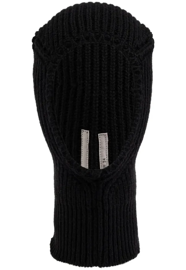 Rick Owens ribbstickad balaclava - Svart