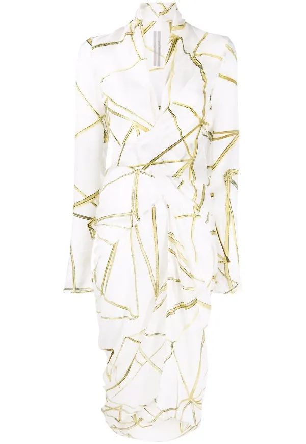 Rick Owens v-ringad midiklänning - Vit