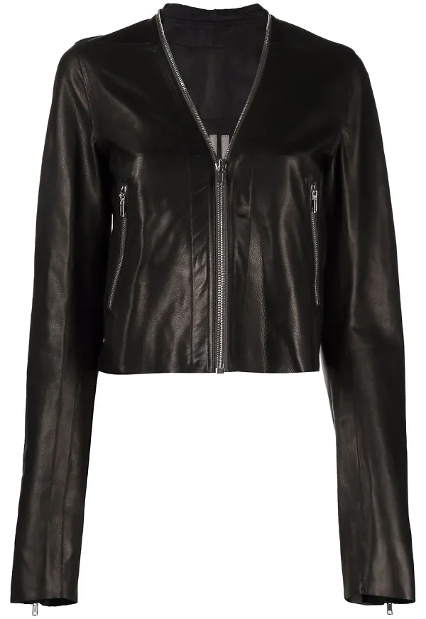 Rick Owens v-ringad skinnjacka - Svart