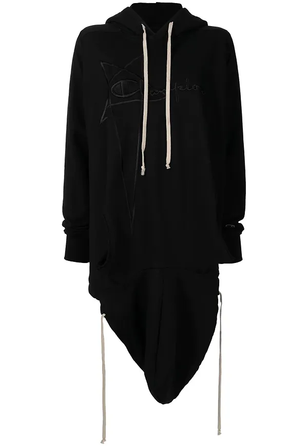 Rick Owens X Champion hoodie med broderad logotyp - Svart