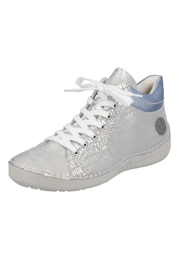 RIEKER Hög sneaker ljusblå / ljusgrå / silver