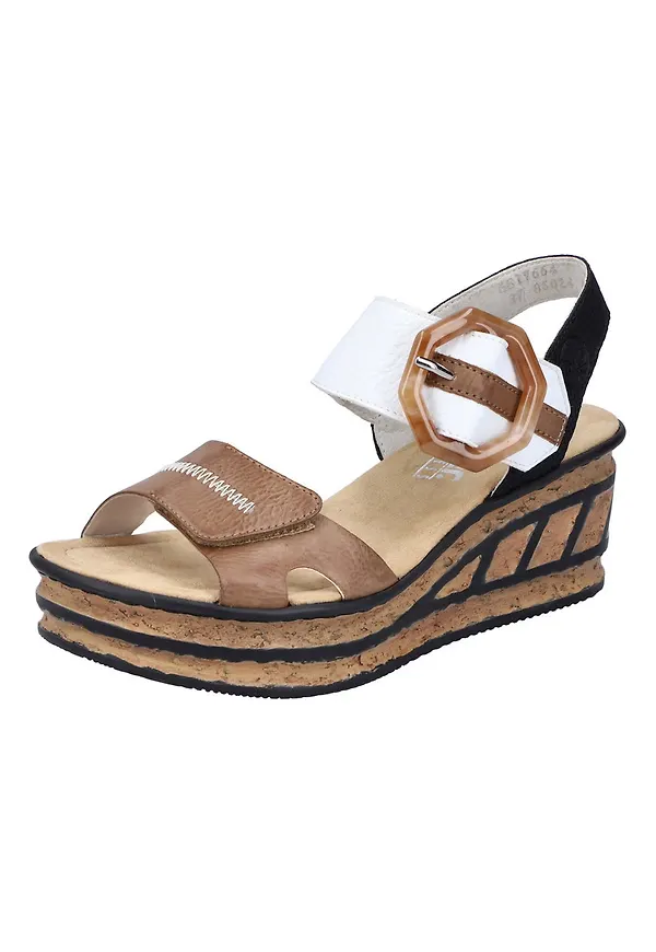 RIEKER Remsandal beige / brun / svart / vit