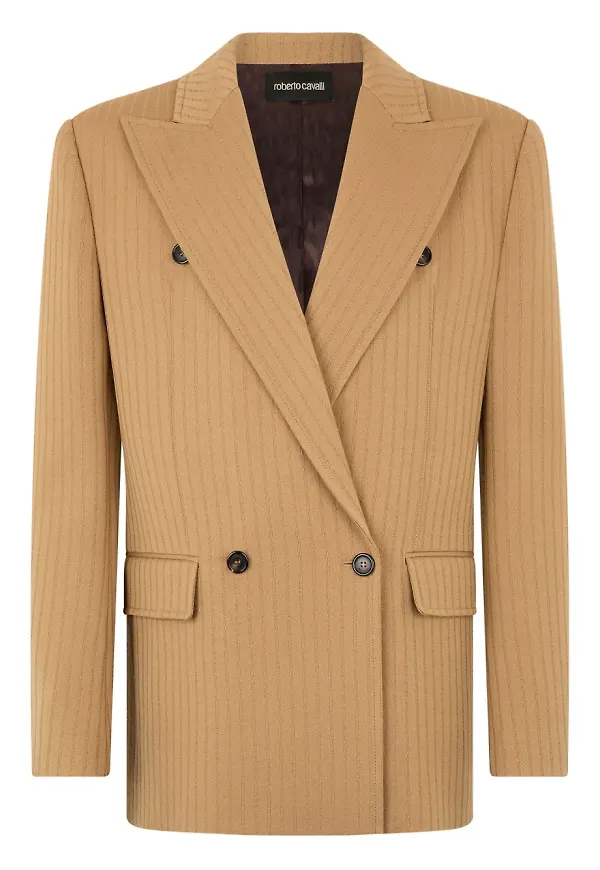 Roberto Cavalli randig dubbelknäppt blazer - Brun